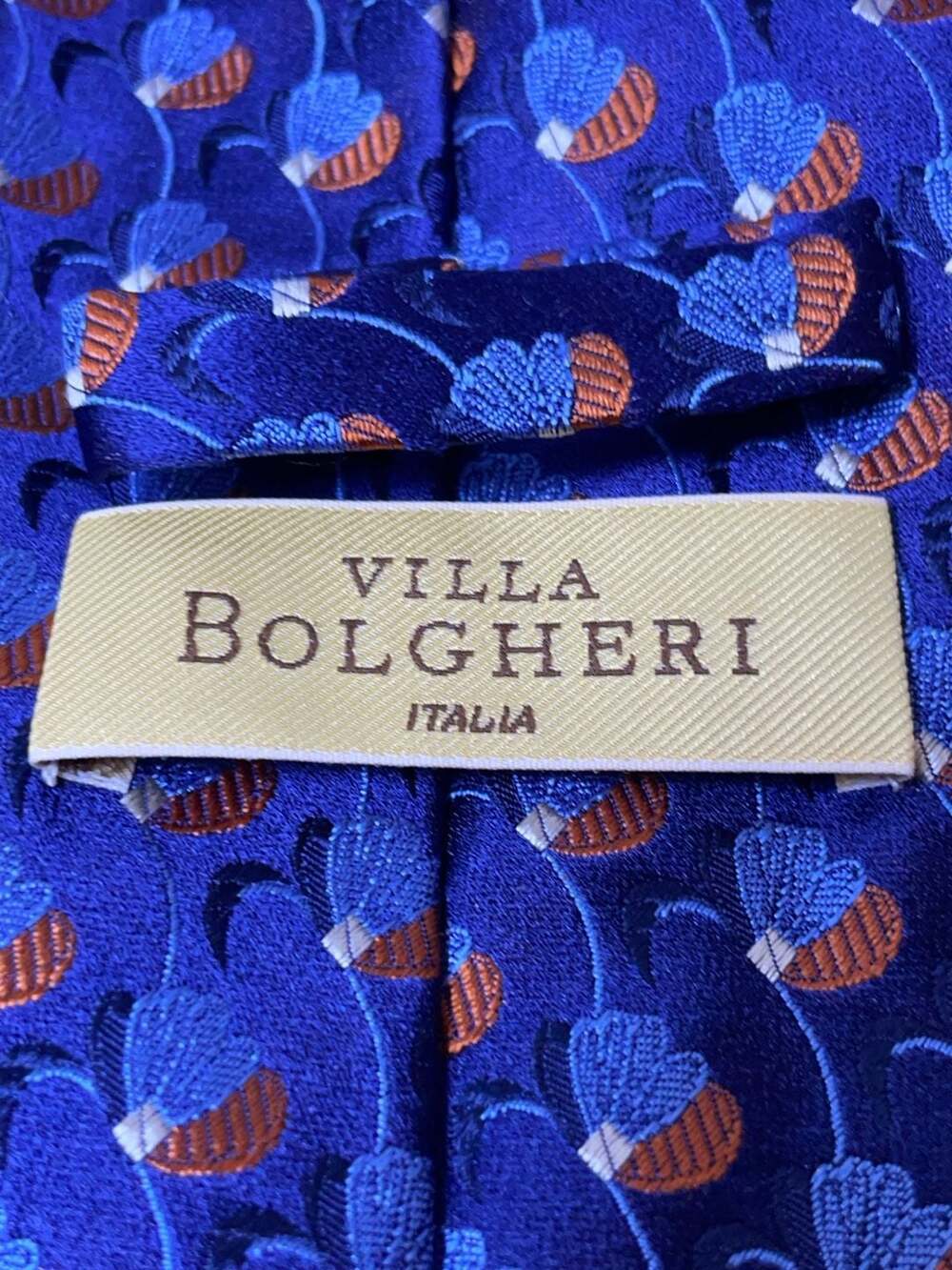Villa Bolgheri Men's Silk Floral Neck Tie Brown Classic Made in Italy 3 7/8"x59"